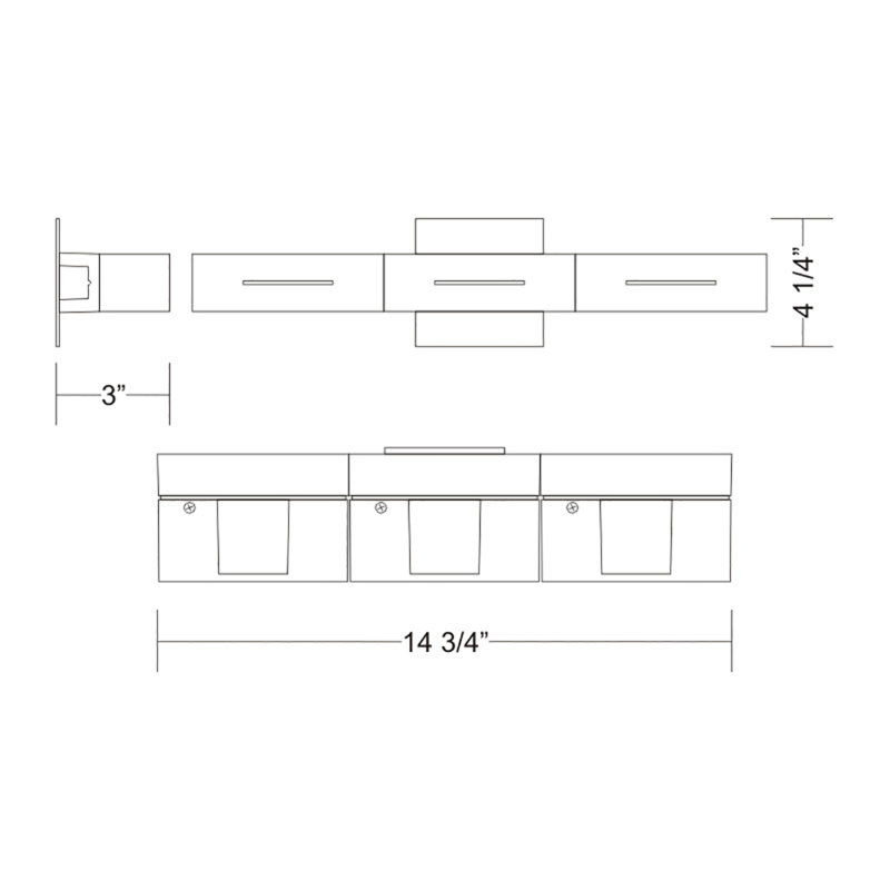 Bloc 3-Light Flush Mount