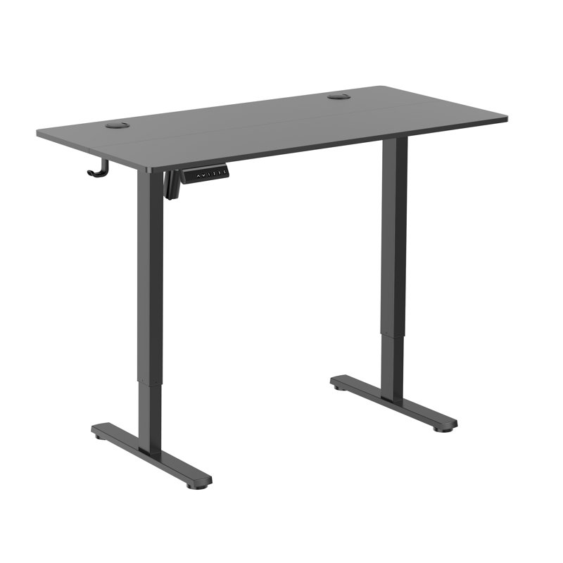 Bureau assis-debout à colonne à deux niveaux 42 po Latitude Run®, Noir, noir, noir, noir