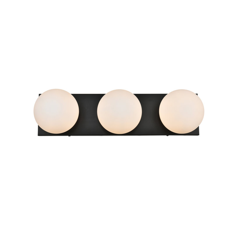 Applique murale de salle de bain à intensité variable Isabeth, Noir, noir, noir, noir, H 6 po x l 22 po x P 22 po, 3 lumières