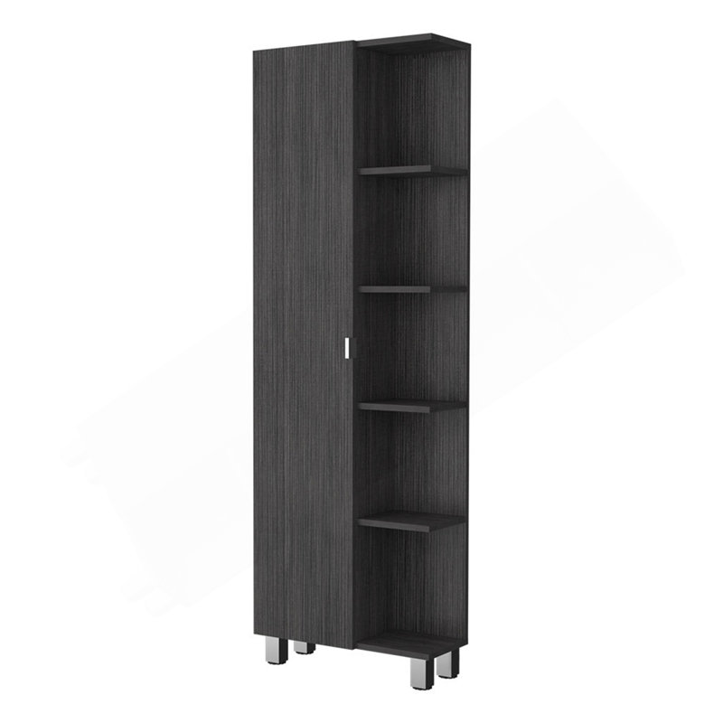 Los Angeles Linen  Cabinet, Five Shelves, One Cabinet, Divisions, Smoke