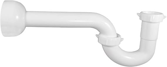 Siphon en plastique blanc 1-1 / 2 po avec adaptateur pour évier de cuisine