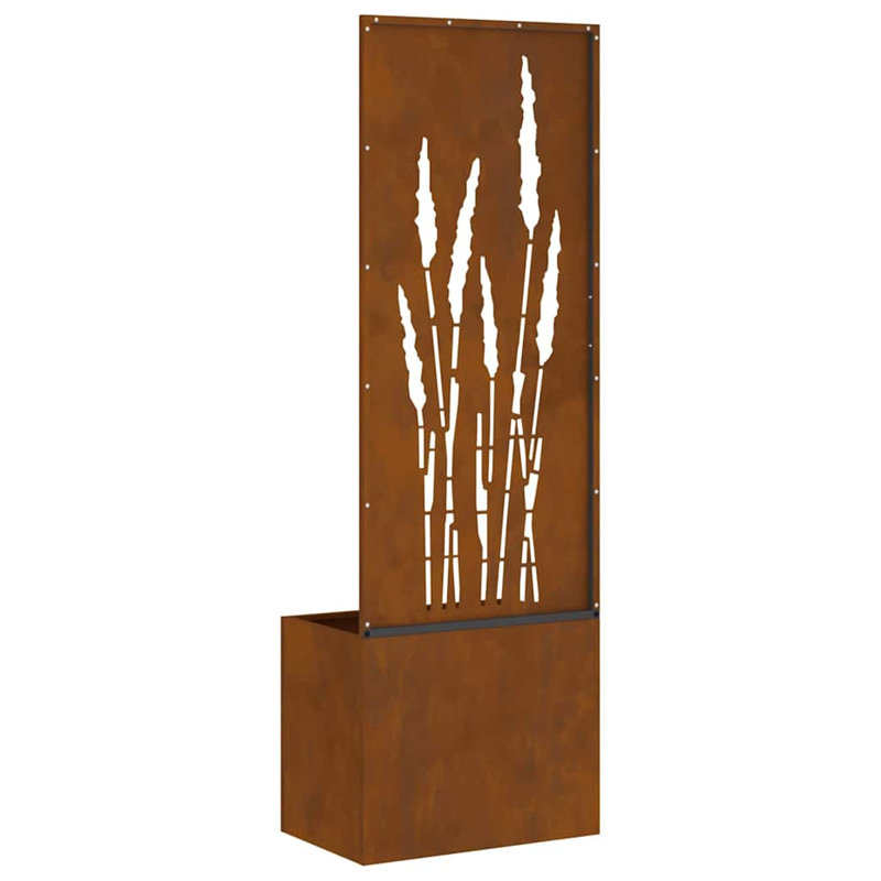 Garden Planter With Decorative Panel, 140cm H x 50cm W x 50cm D, Rusty