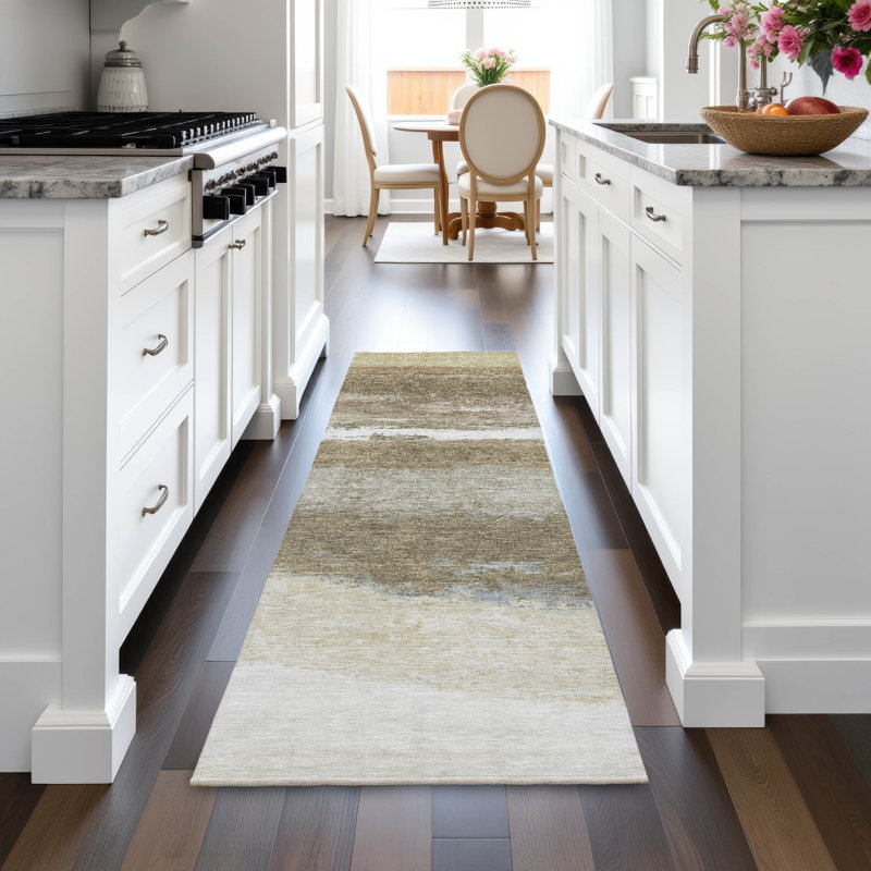 Tapis rayé intérieur / extérieur lavable à la machine ACN2169, Tapis de couloir 2 pi 3 po x 7 pi 6 po