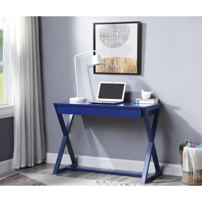 Bureau d'écriture bleu avec tiroirs pratiques et rangement