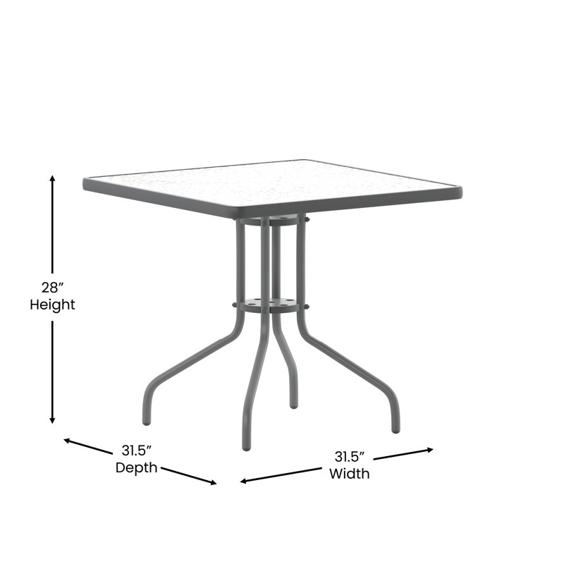 Table carrée en verre trempé Amlie, Transparent / Argent, H 28 po x l 31,5 po x P 31,5 po