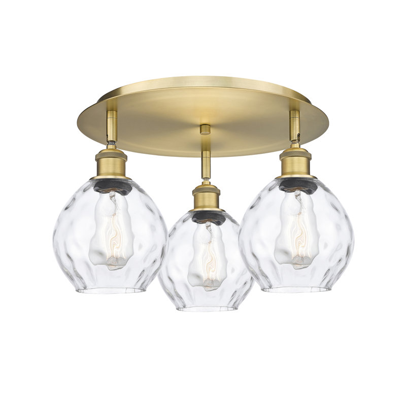 Beren Glass Flush Mount, Brushed Brass
