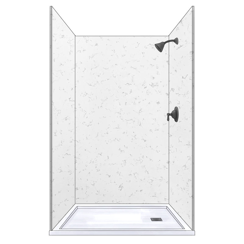 Panneau de douche en composite à trois parois l 48 po x H 36 po x 36 po Polymarm, Carrara