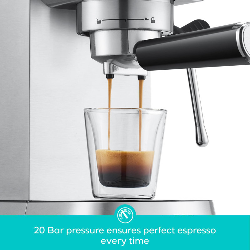 Coffee Machine With 1L Removable Water Tank, Silver