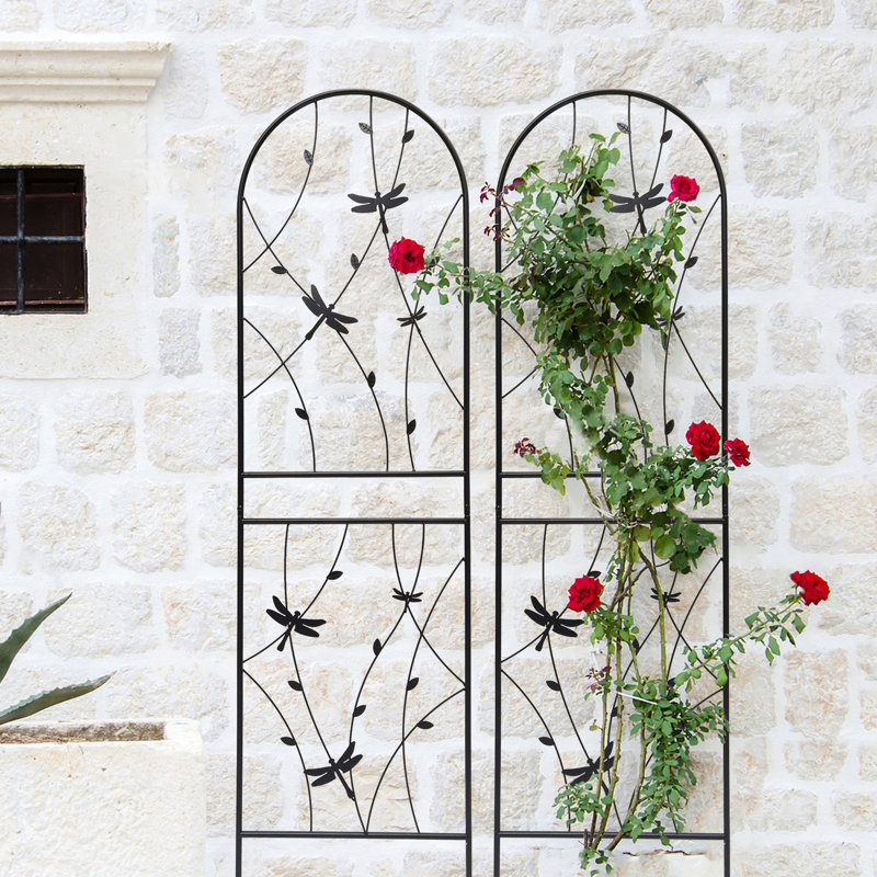 Ensemble de 4 treillis de jardin 71 po en métal antirouille 71 po x 19,7 po, accessoire de fleurs pour l'extérieur, noir, facile à assembler pour un treillis extérieur 71 po x 19,7 po 4, support de plante antirouille, installation