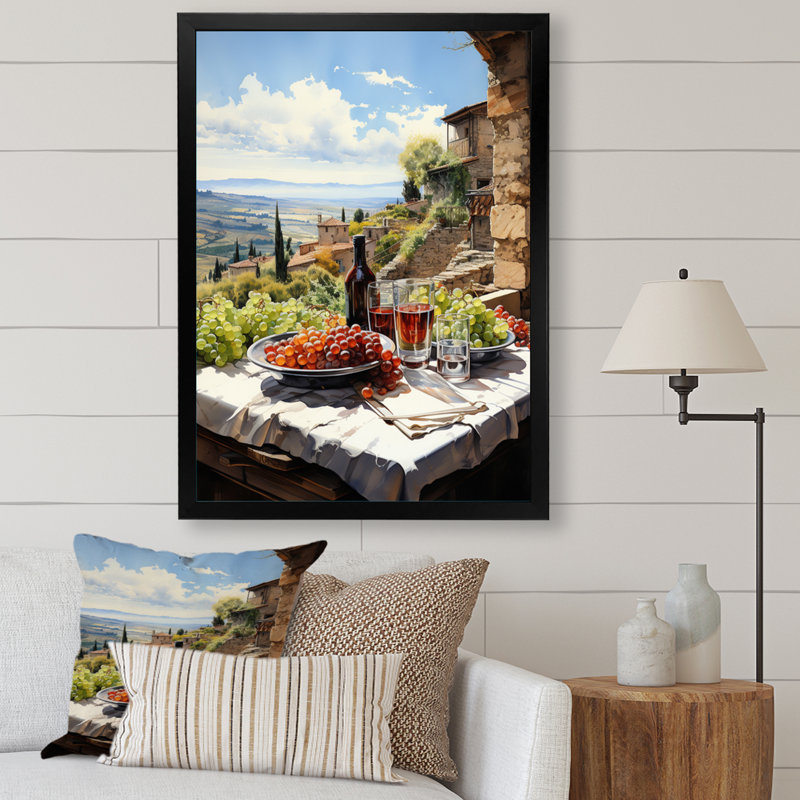 Vineyard Rendezvous In Rioja II - Vineyard Wall Art, Cadre simple noir, H 20 po x l 12 po x P 1 po