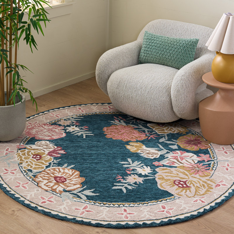 Jardin 476 Hand Tufted 80% Wool; 20% Cotton Floral Rug, Round 6'