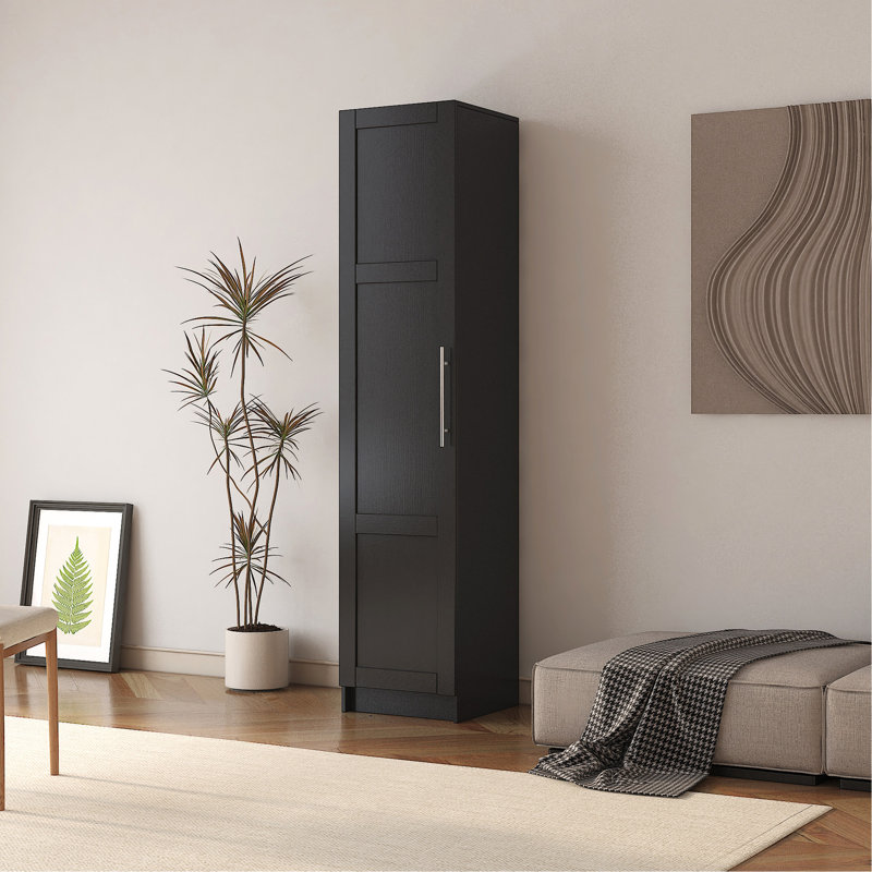 Armoire de rangement empilable, P 16,2 po x l 69,61 po, noir. Tablettes et portes mobiles. Extra pour la cuisine, la buanderie et la salle de bain. Cloisons. Convient à la salle de bain, au garage. . Facile à nettoyer et à entretenir