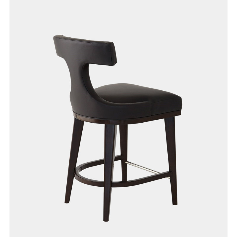 Anvil Back Counter Stool, Black Leather