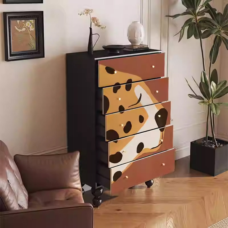 Armoire de rangement en bois de noyer avec tiroirs spacieux