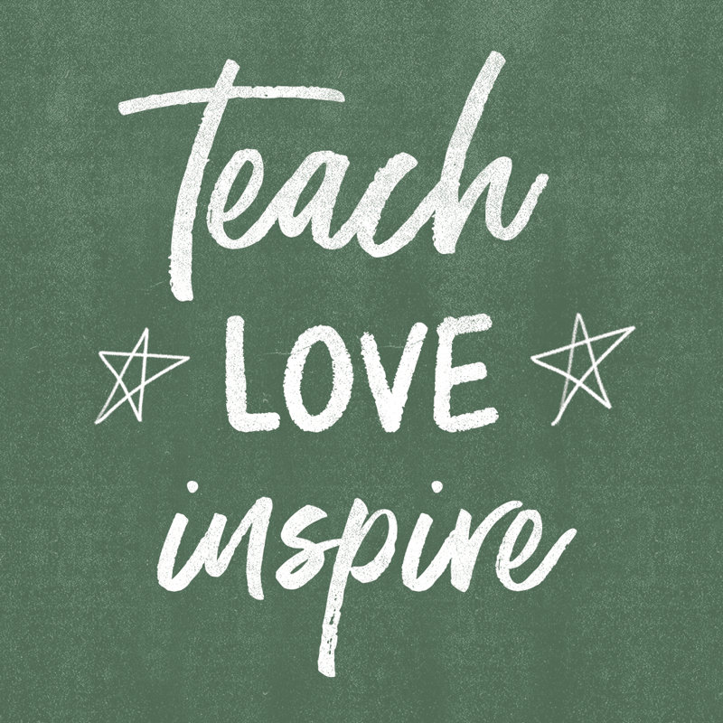 Chalkboard Teach Love Inspire - Wrapped Canvas Print, 30cm H x 30cm W x 3.8cm D