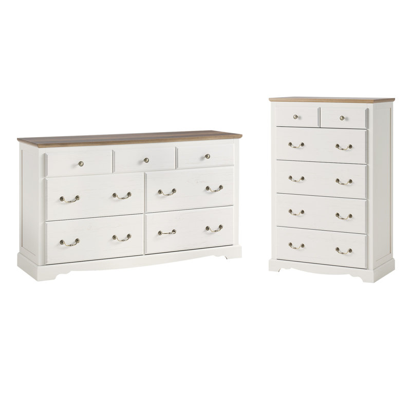 Ensemble de 2 armoires de chambre à coucher traditionnelles, Blanc