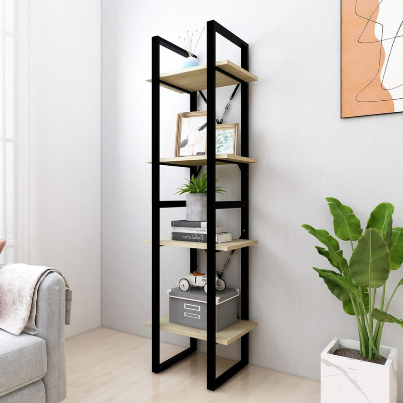 Canne Book Cabinet Engineered Wood, Sonoma Oak, (5 Shelves) 68.9" H x 15.7" W x 11.8" D