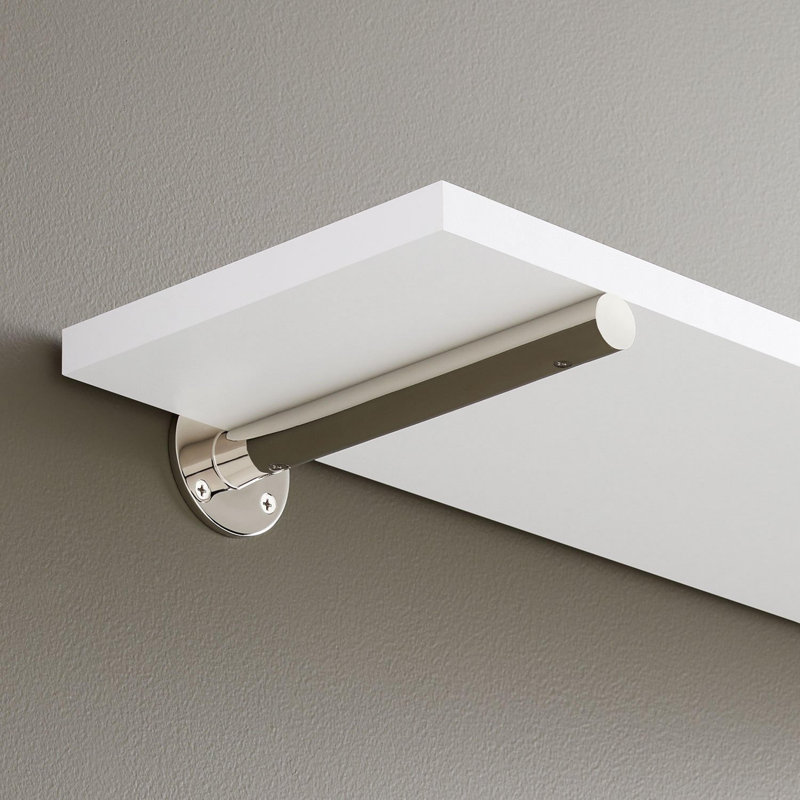 Wellston Brass Shelf Bracket, Polished Nickel, 2.5" H x 8.38" W x 2.5" D