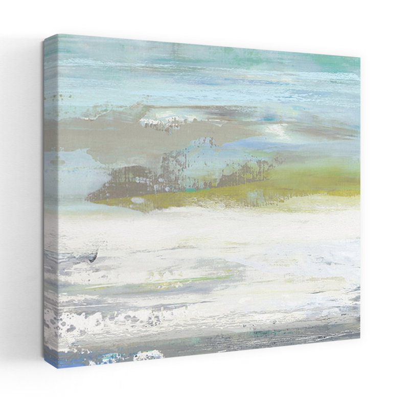 «Beach Wash No. 5», art contemporain abstrait sur la plage, H 18 po x l 18 po