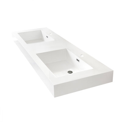 Lavabo de salle de bain rectangulaire en pierre de granite composite Ablitas 59,8 po