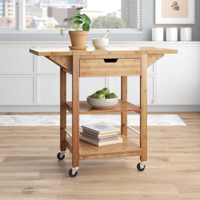 Marilene 43.5 " W Kitchen Cart with Solid Wood Top