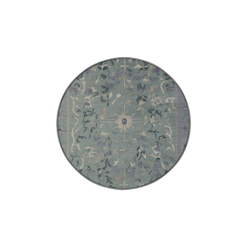 Machine Washable Gray Area Rug, Round 8'