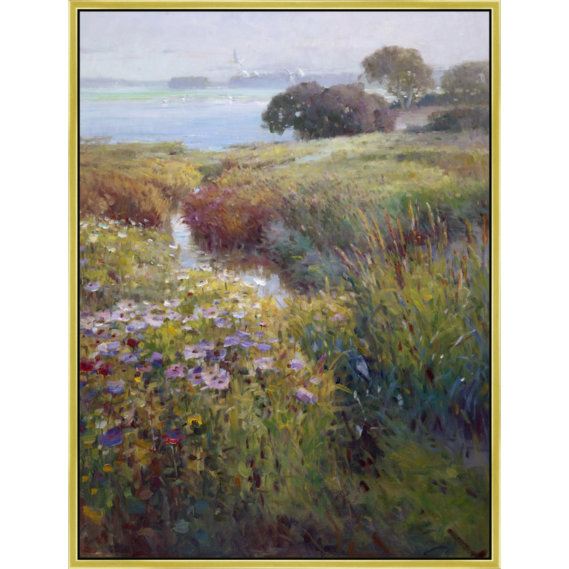 Where The Wild Meadow Meets The Sea Print, 50" H x 38" W, Gold