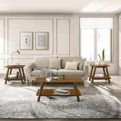 Rectangular Coffee Table with Manufactured Wood Table Topand Shelf