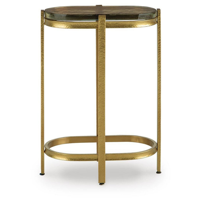 Table d'appoint Paula avec plateau en verre irisé, cadre en métal doré 10 x 17
