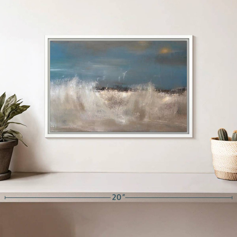 Vagues de la mer sauvage, Cadre flottant blanc, 13 po x 9 po