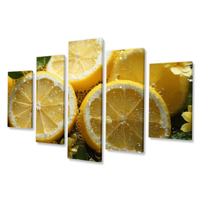  «Transparent Lemon II - Décoration murale aliments et boissons - 5 panneaux