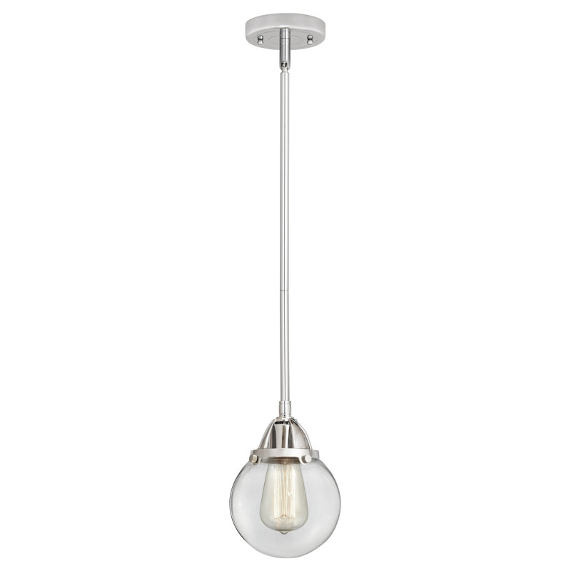 Luminaire suspendu sphère 1 lumière Lorri, Chrome poli, Clair, Ampoule non incluse