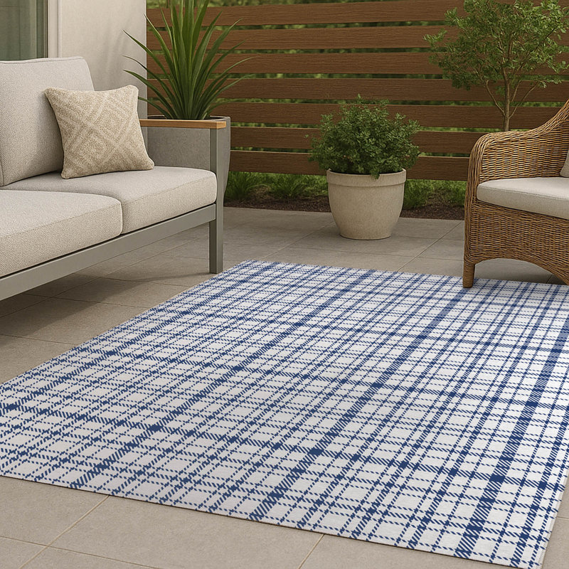 Tapis d'extérieur antidérapant à carreaux Liz, Rectangle 4pi x 6 pi