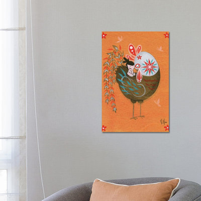 Folk Blessings - Rooster Cuddle by Martin Hsu - Wrapped Canvas Gallery-Wrapped Canvas Giclée