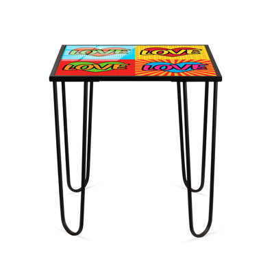 Stylish Abstract Coffee Table, 21.0 x 21.0 x 21.7 inches | 100% Tempered Glass Top (0.16 inches Thick) & Durable Metal Frame | Modern Home Décor, Perfect for Living Room & Contemporary Spaces
