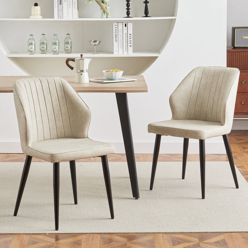 Upholstered Metal Dining Chair, Beige