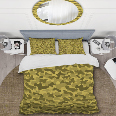 Camouflage Yellow Polyester Camouflage Duvet Cover