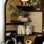 Tablette d'angle vintage en bois massif arqué à 2 panneaux avec art floral chinois et panneaux en rotin creux, armoire de rangement autoportante à 5 niveaux pour le salon de la chambre à coucher