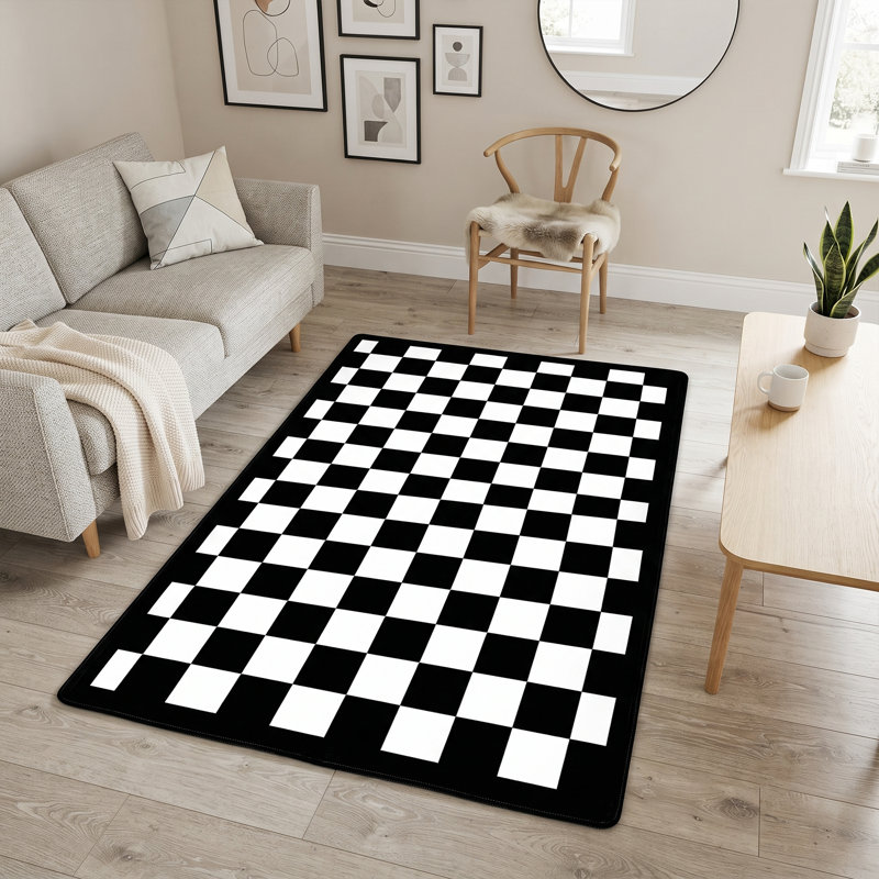 Tapis géométrique noir et blanc Ashton