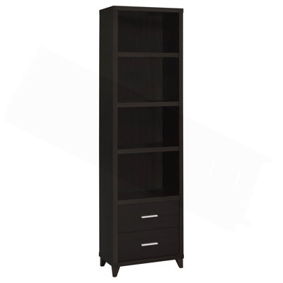 Cappuccino Media Tower with Shelf and Drawer