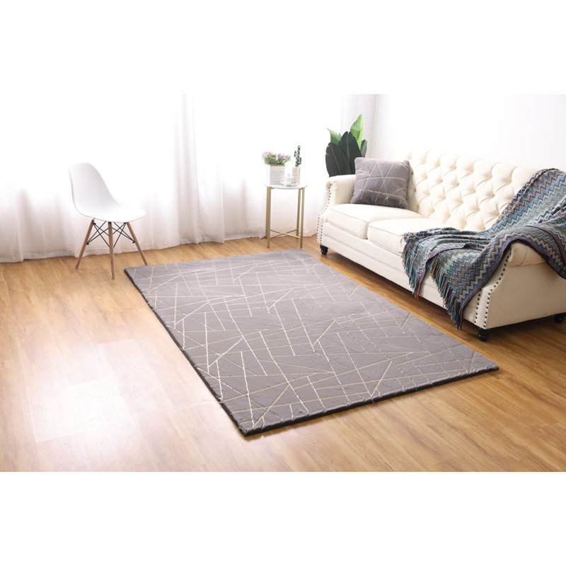 Bondfield Faux Fur Geometric Indoor Rug