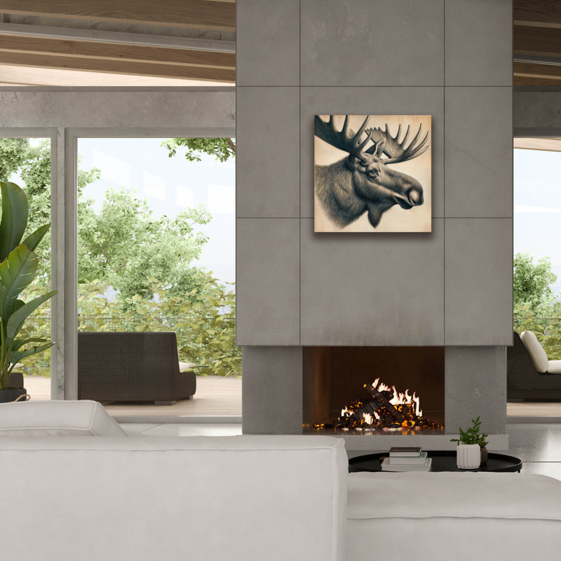 Toile épique «Moose Head» par Rey Klimt, H 26 po x l 26 po