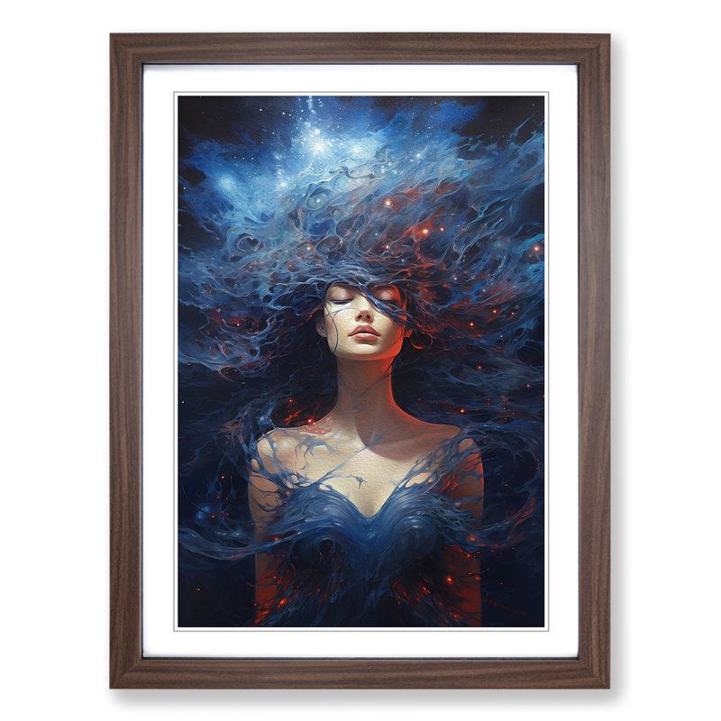 Single Picture Frame Print on Wood, Walnut Framed, 46cm H x 34cm W