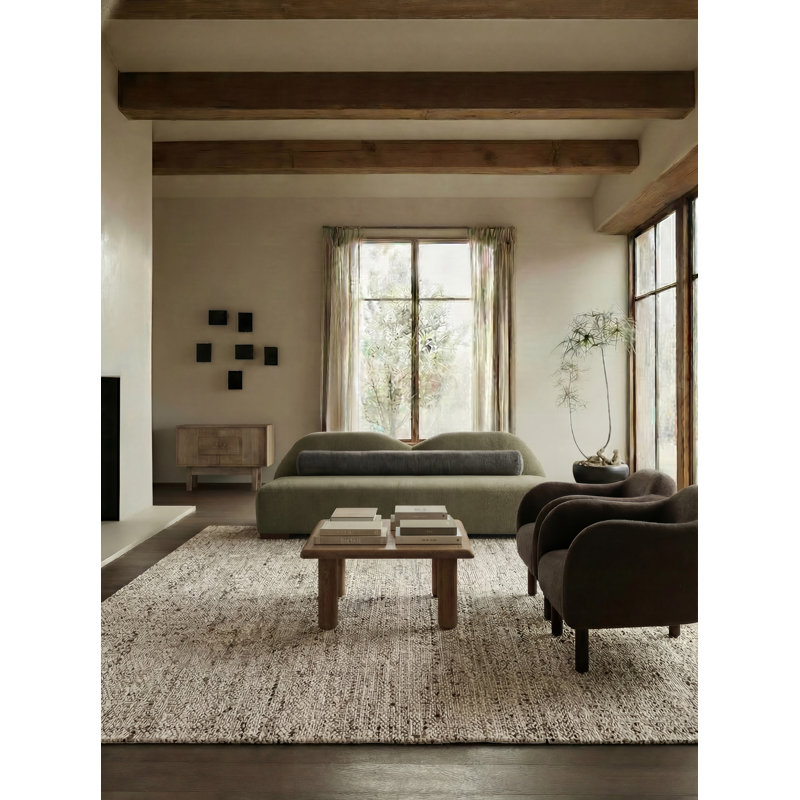 Elya Handmade Dhurrie Wool Gray Area Rug, Rectangle 7'10" x 10'