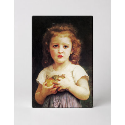 Little Girl Holding Apples — Portrait Canvas Wall Art