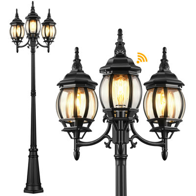Dusk To Dawn Lamp Posts Outdoor Lighting, 3-Head Lights for Outside with Waterproof Aluminum Body