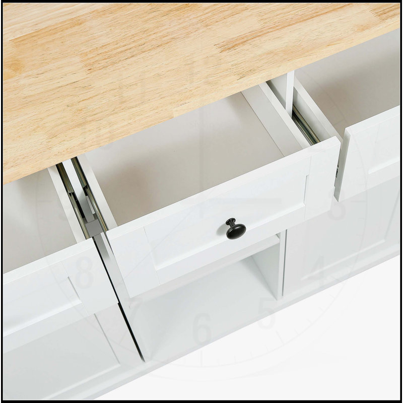 Versatile Kitchen Cart with Drop-Leaf Countertop and Internal Storage, White
