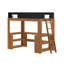 Lit mezzanine simple de style moderne Mid-Century avec bureau et tablettes enveloppantes, pacane / noir-1482846648