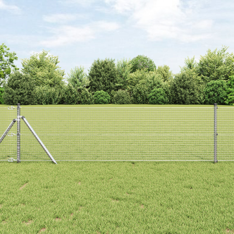 Vidaxl Welded Wire Fence Galvanised Steel, Silver, 40cm H x 1000cm W
