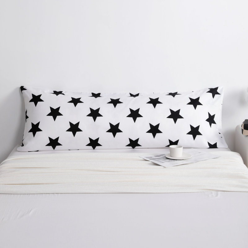 Vertical Pillowcase,1800TC Brushed Microfiber & No-Gap Seal?, Black/White Starburst